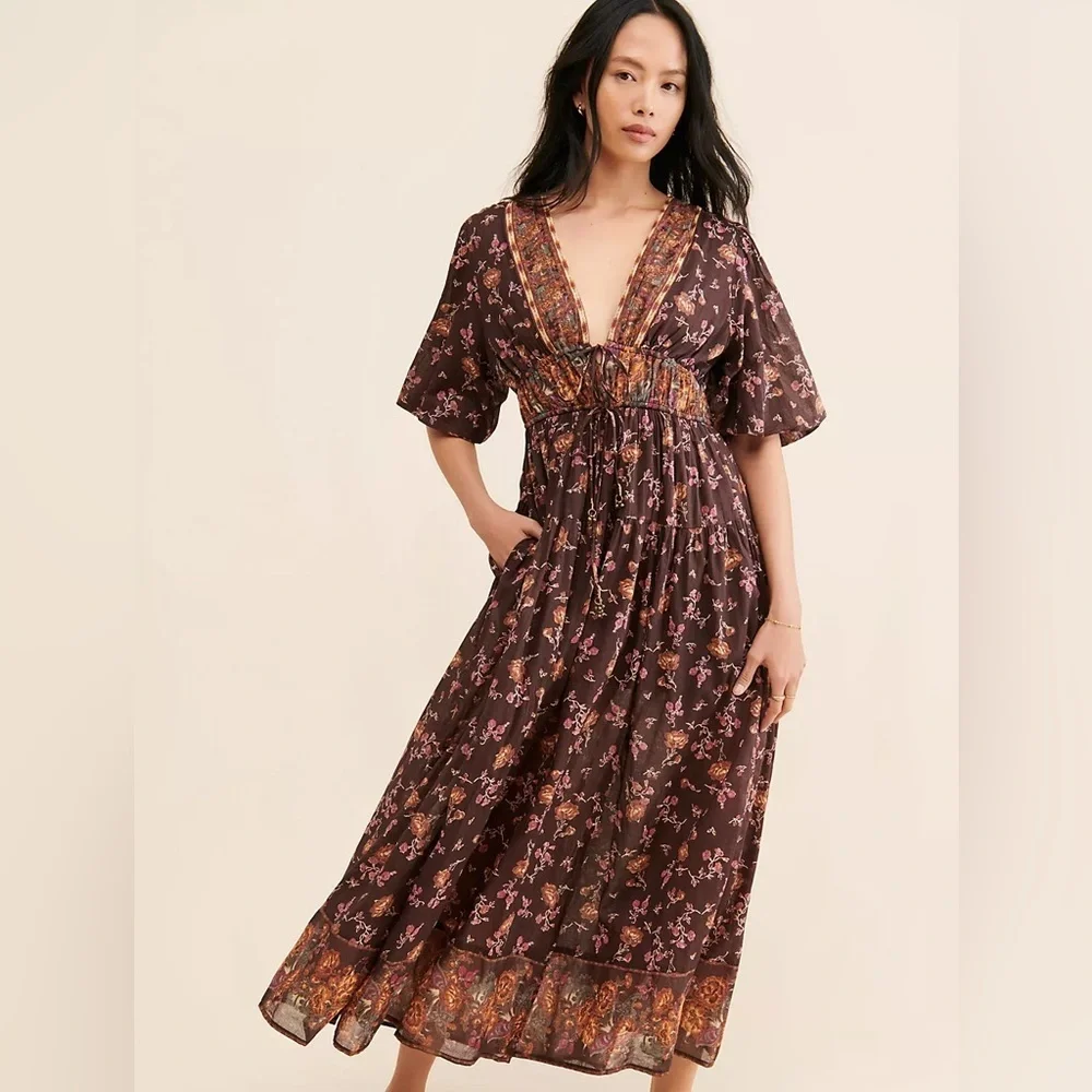 Free People Lysette Floral Maxi Dress Sz M - Picture 6 of 6